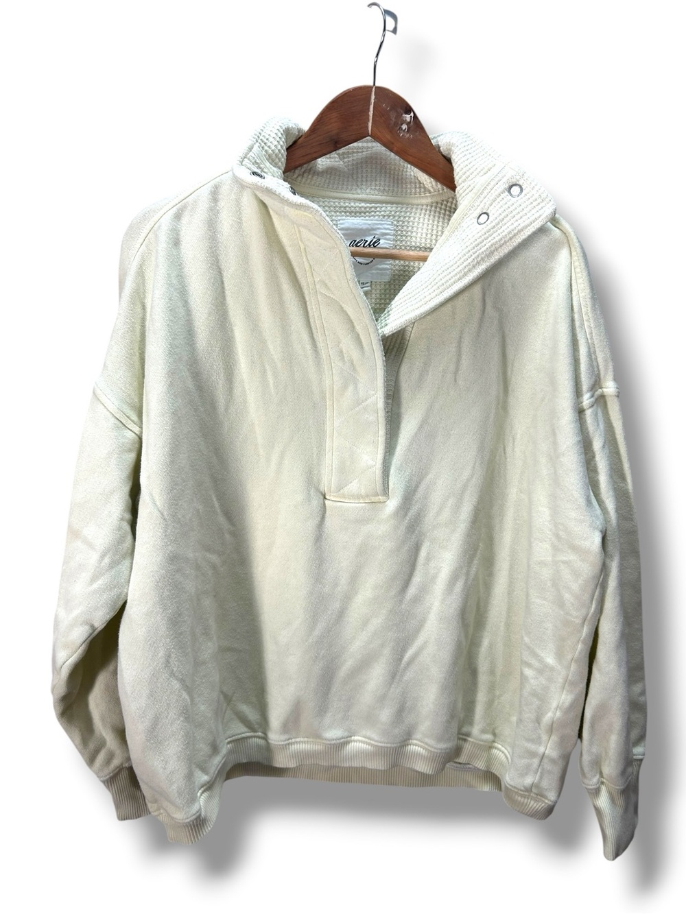 Aerie Light Yellow Quarter Snap Cozy Oversized Pullover Size XS
